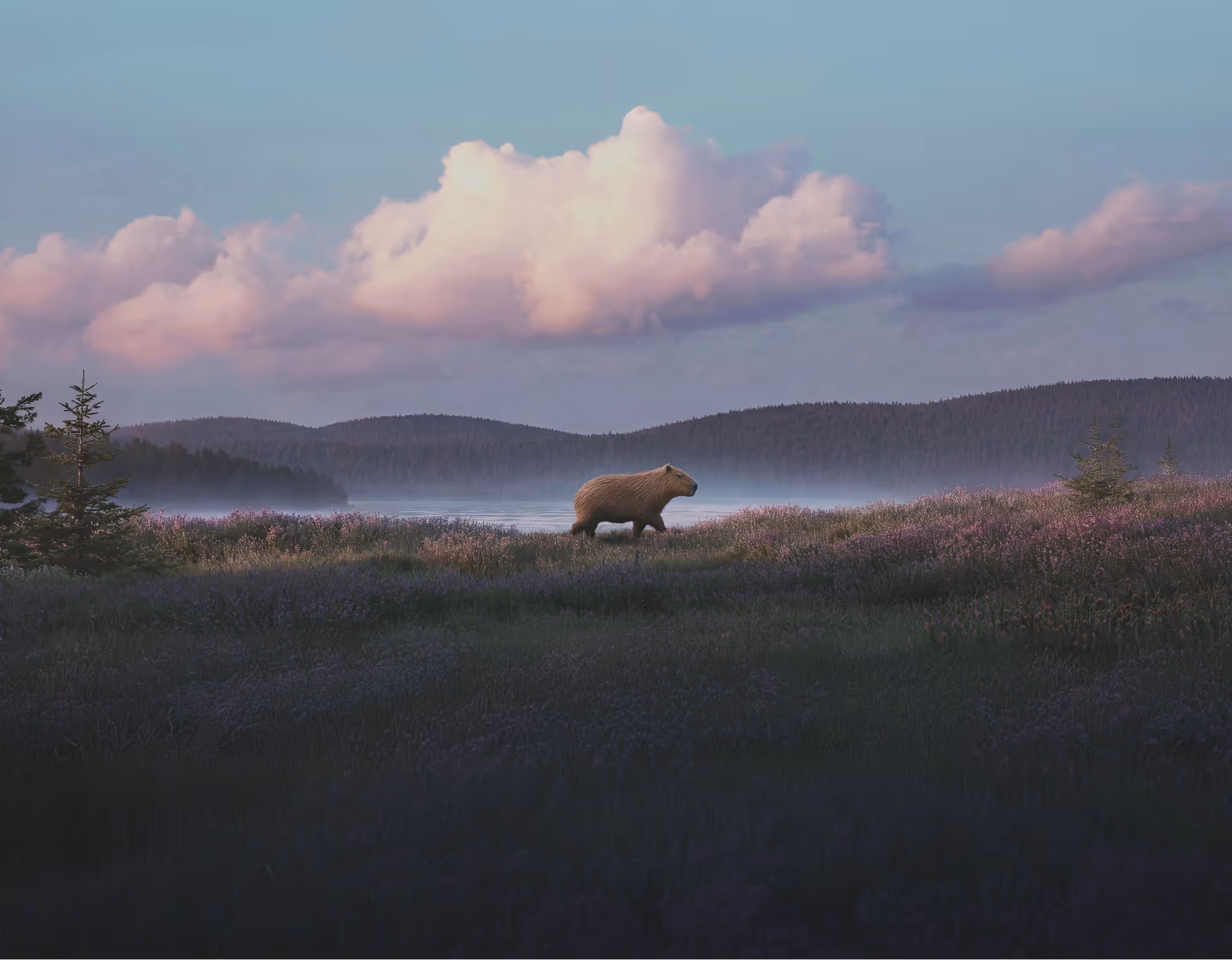 avrea capybara walking in a field