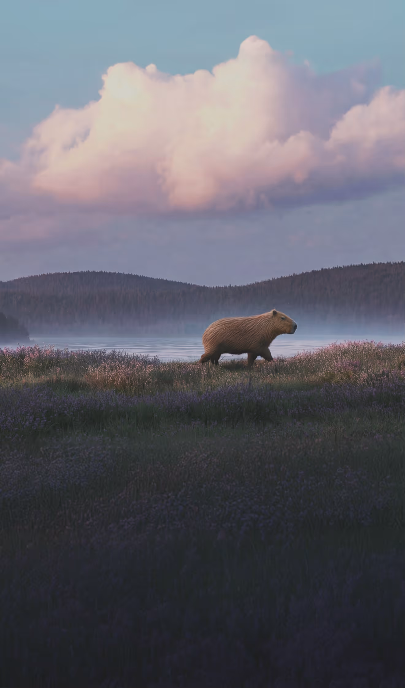 avrea capybara walking in a field