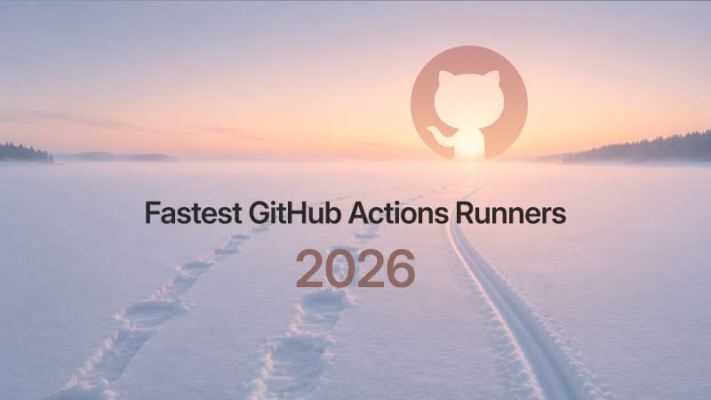 Title card over a snowy landscape with the GitHub logo, reading Fastest GitHub Actions Runners 2026