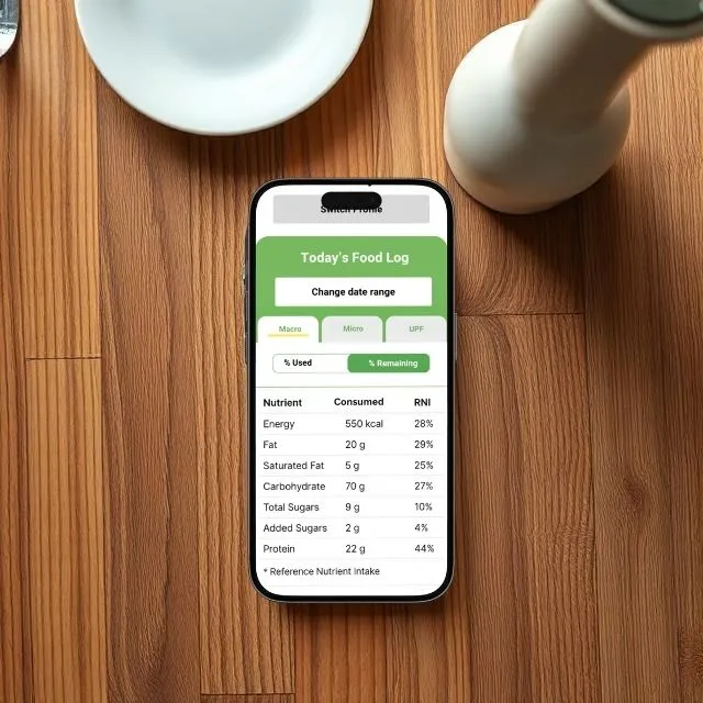 Track your meals throughout the day and build a complete picture of your diet over time. Boone logs your food with detailed macronutrient, micronutrient and processing data, helping you identify patterns, gaps and areas to improve.