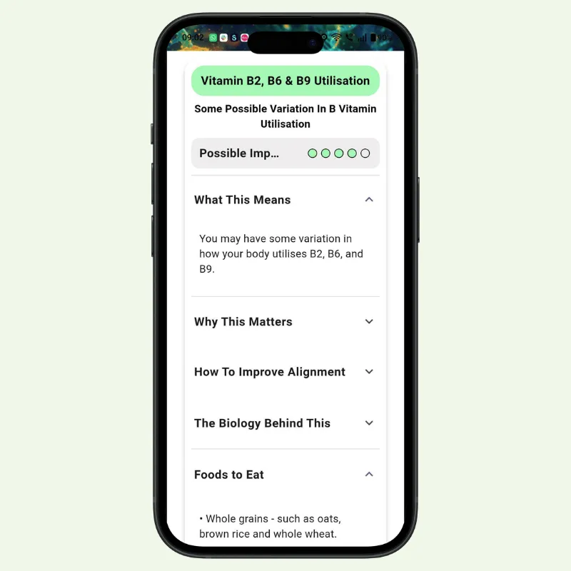 Boone app analysing a photographed meal for nutrition insights