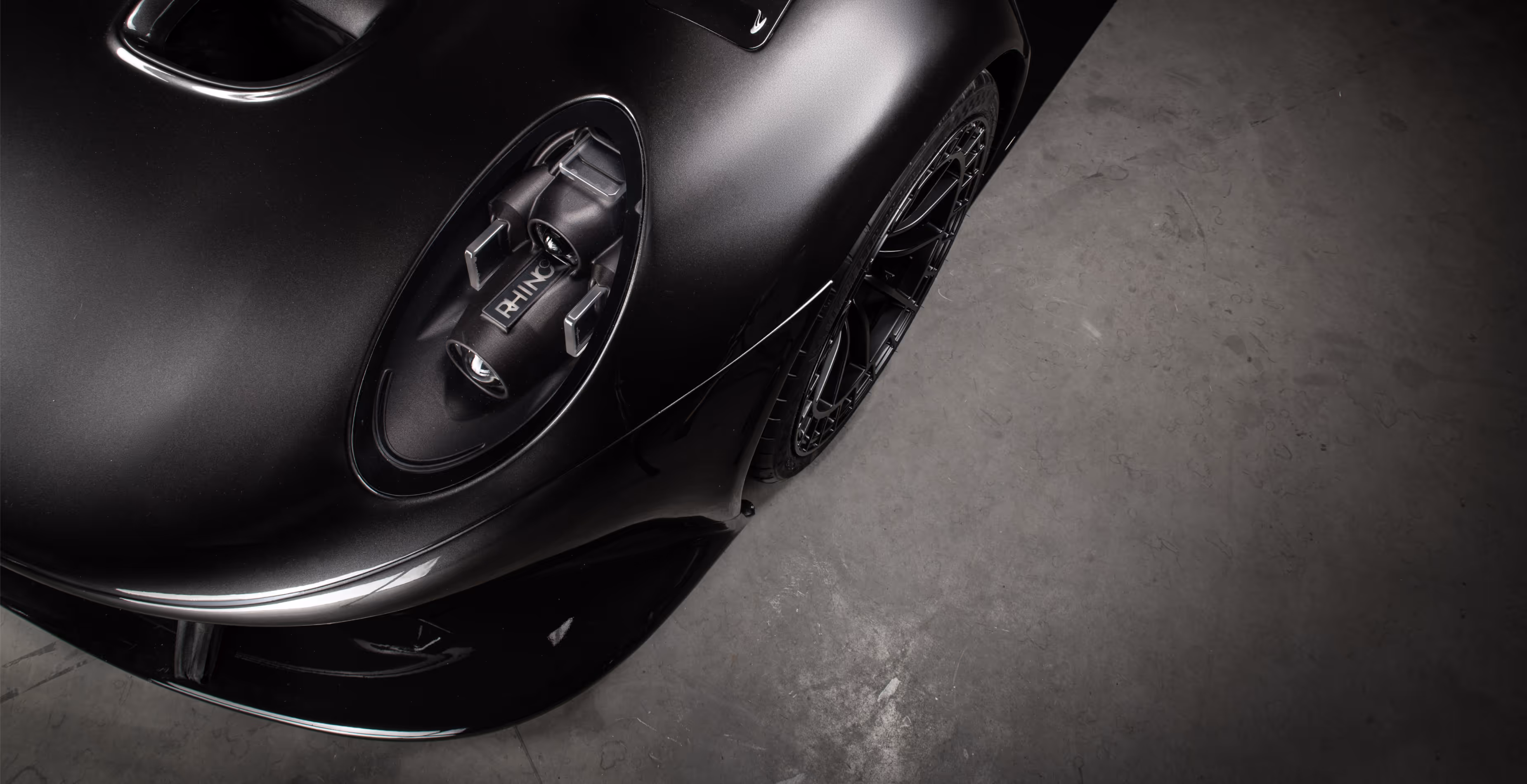 Close-up of the RR01 front with headlights and matte finish