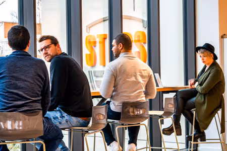 Arbeitsplatz mit Ausblick im STEPS Gronau