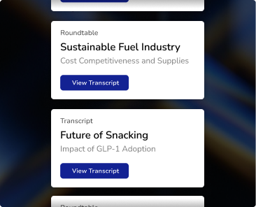 Photo of expert transcript on the future of snacking and the impact of GLP-1 Adoption, representing that GLG's content is up to date on latest topics and refreshed daily.