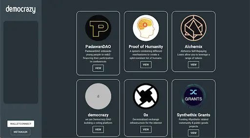 ETH Amsterdam finalist Democrazy UI demo