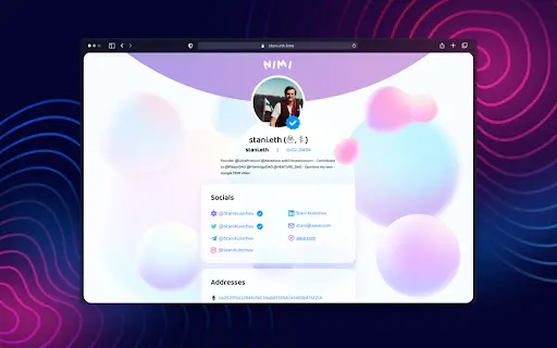 ETH Amsterdam finalist Nimi dashboard