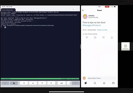 ETH Amsterdam finalist Hexagons Protocol in real-time
