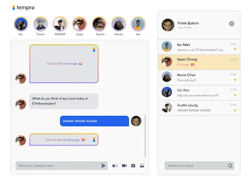ETH Amsterdam finalist Tempra_s UI