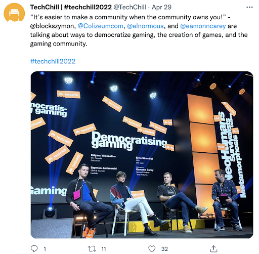 TechChill tweet about Democratising gaming