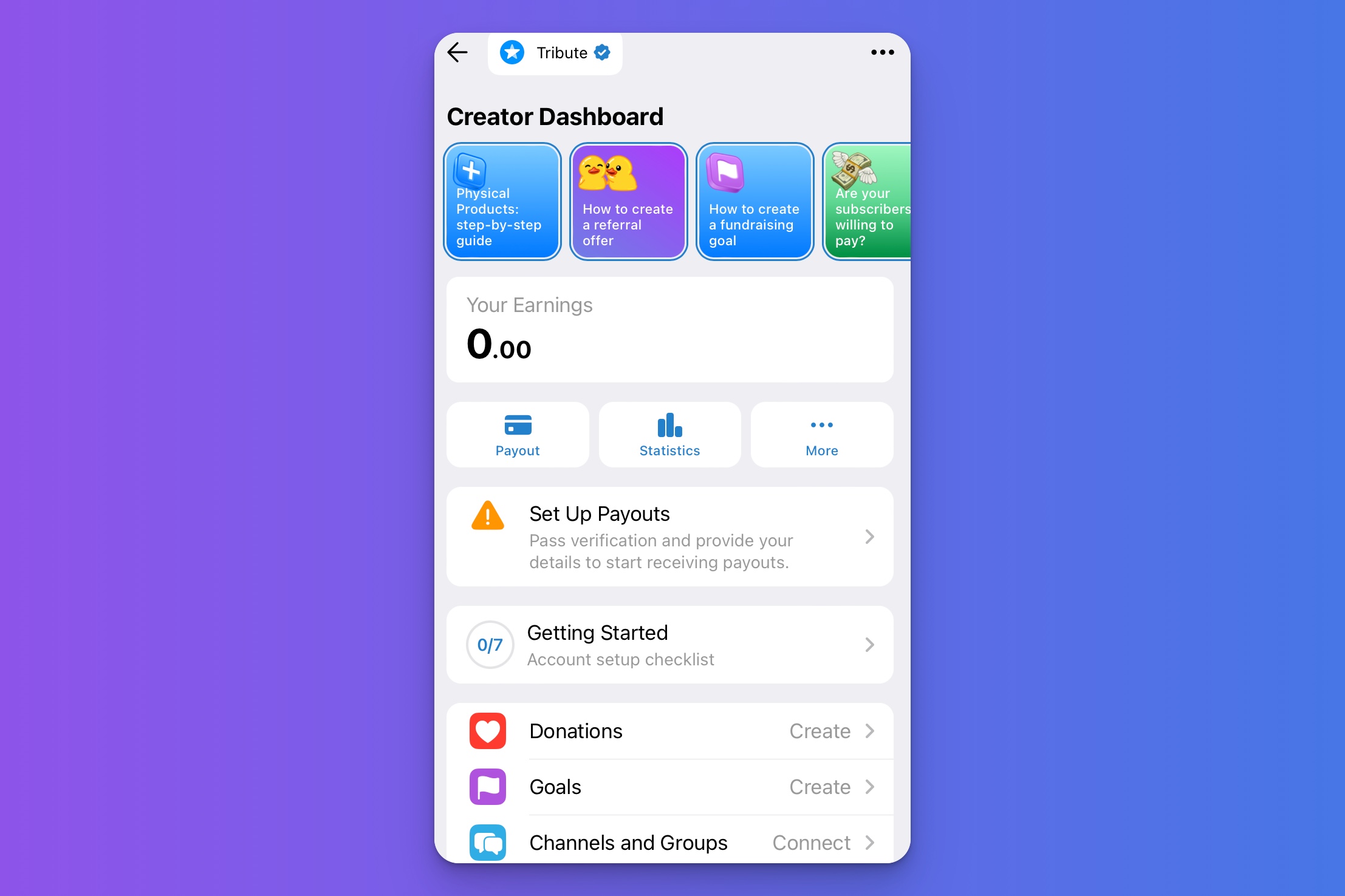 Tribute Telegram Mini app crypto