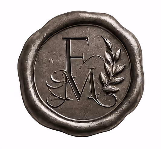 Fiona McLaren wax seal monogram logo.