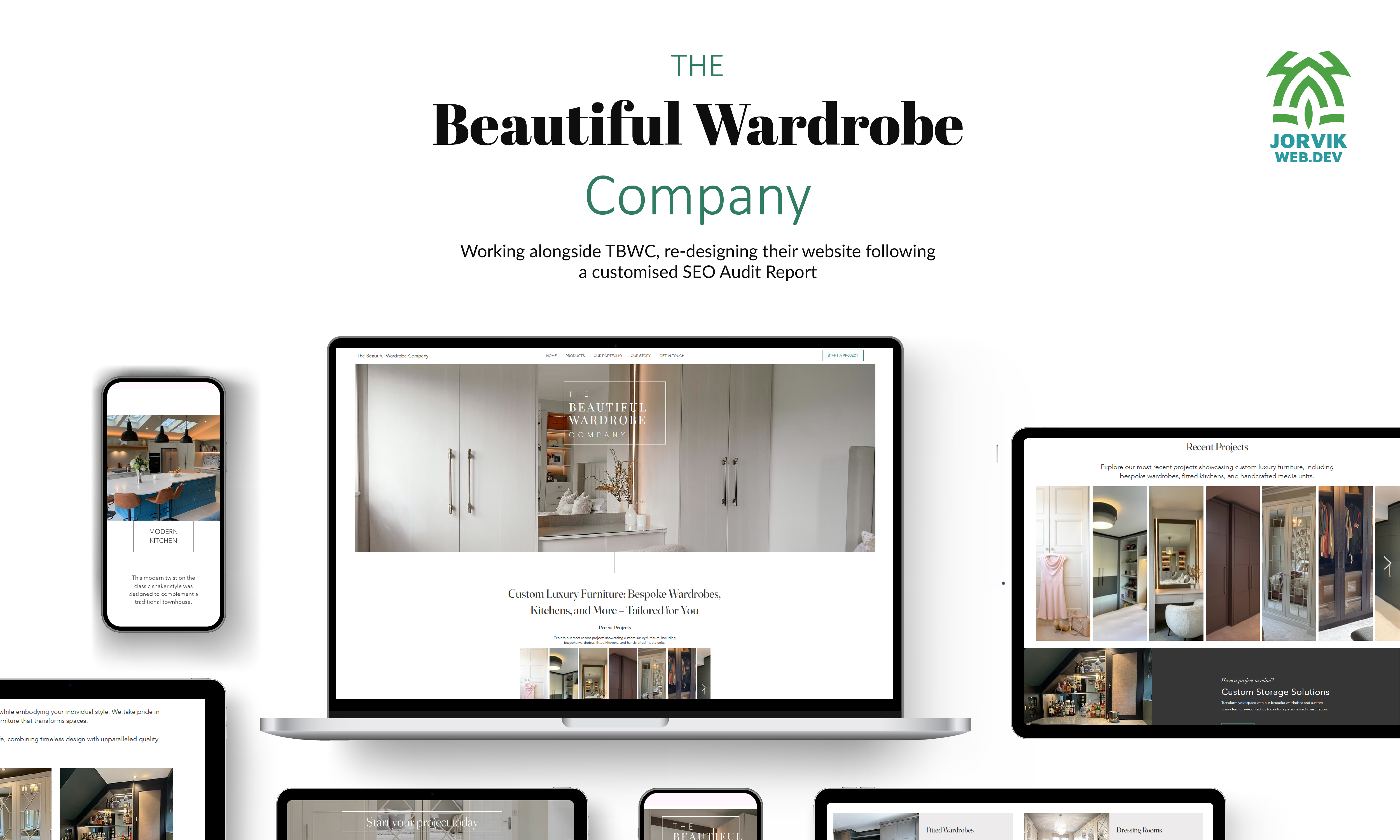 An image showing an e-commerce project for a company called the beautiful wardrobe company showing responsive design