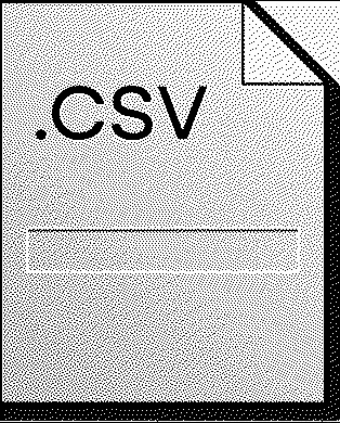Icon of a white document with a folded top-right corner labeled '.CSV' representing a CSV file.