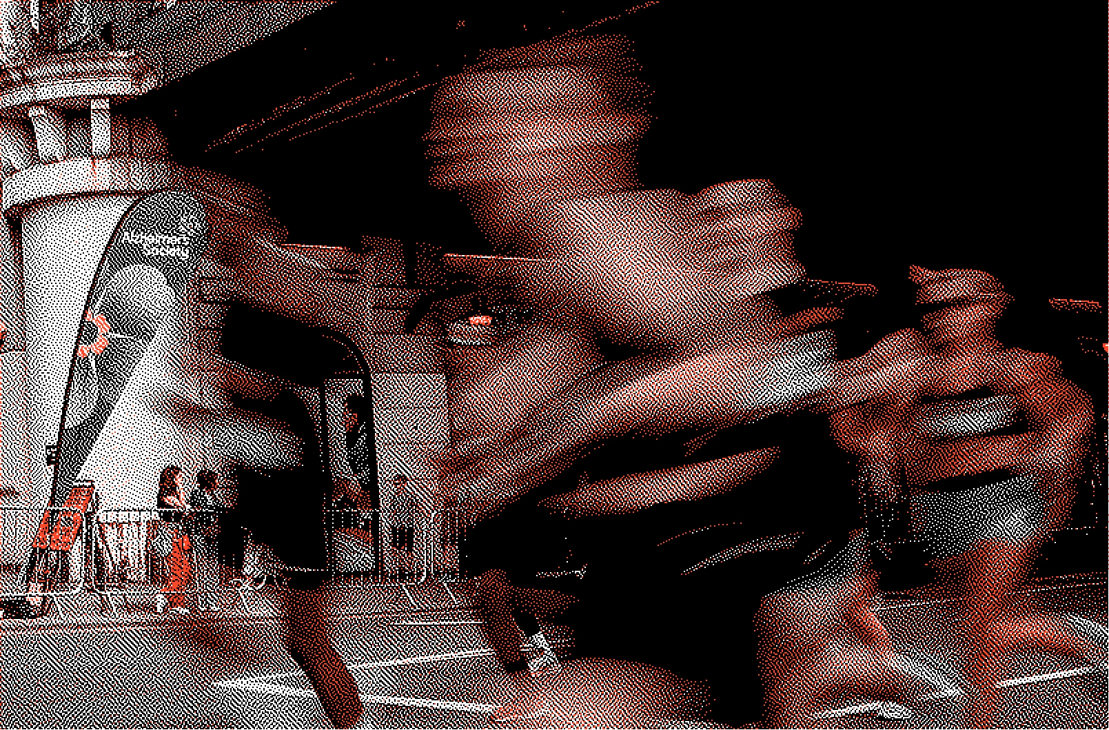 Black and white image of blurred runners in motion during a race under a bridge near an Alzheimer's Society banner.