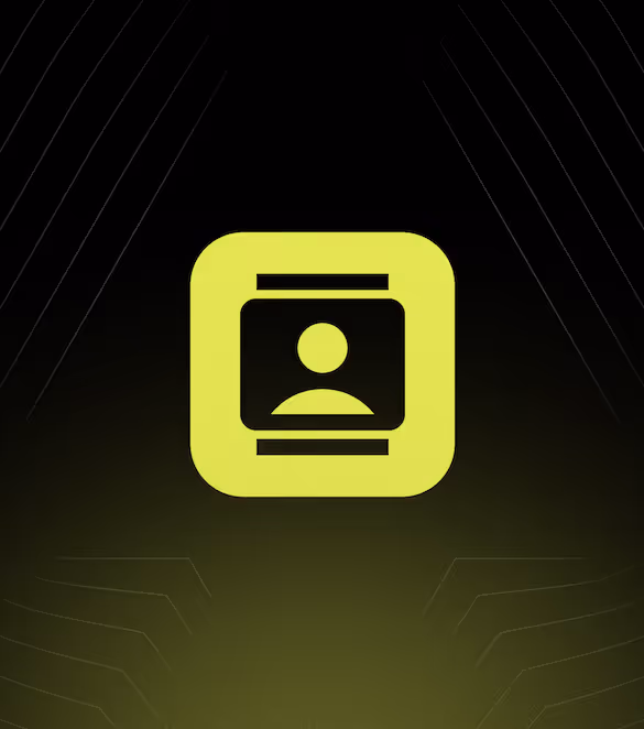 Green user profile icon on a dark, gradient background with abstract diagonal lines.