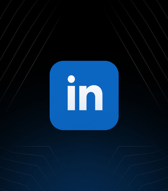 LinkedIn app icon with white 'in' letters on a blue rounded square background.