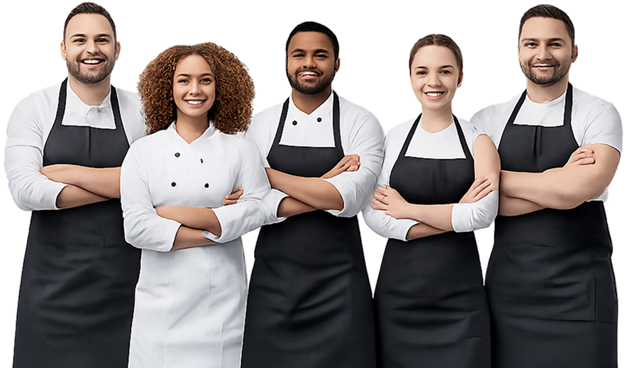 Happy hospitality professionals