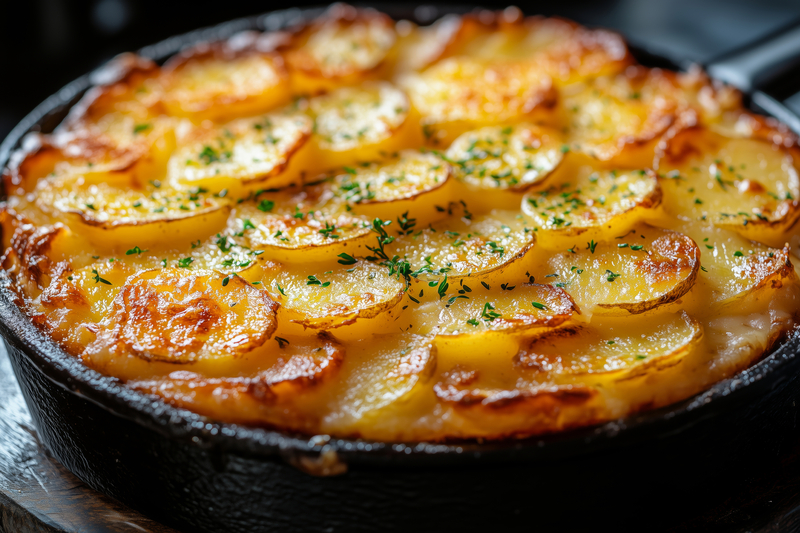 Homemade gratin dauphinois, terroir cuisine of the Vénéon.