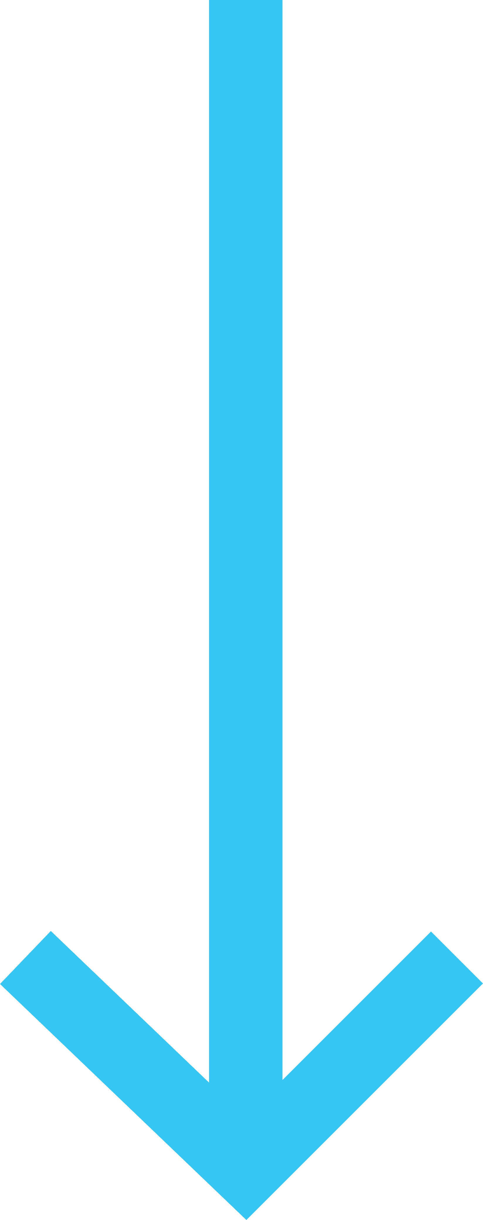 Bright blue arrow pointing downward on a transparent background.