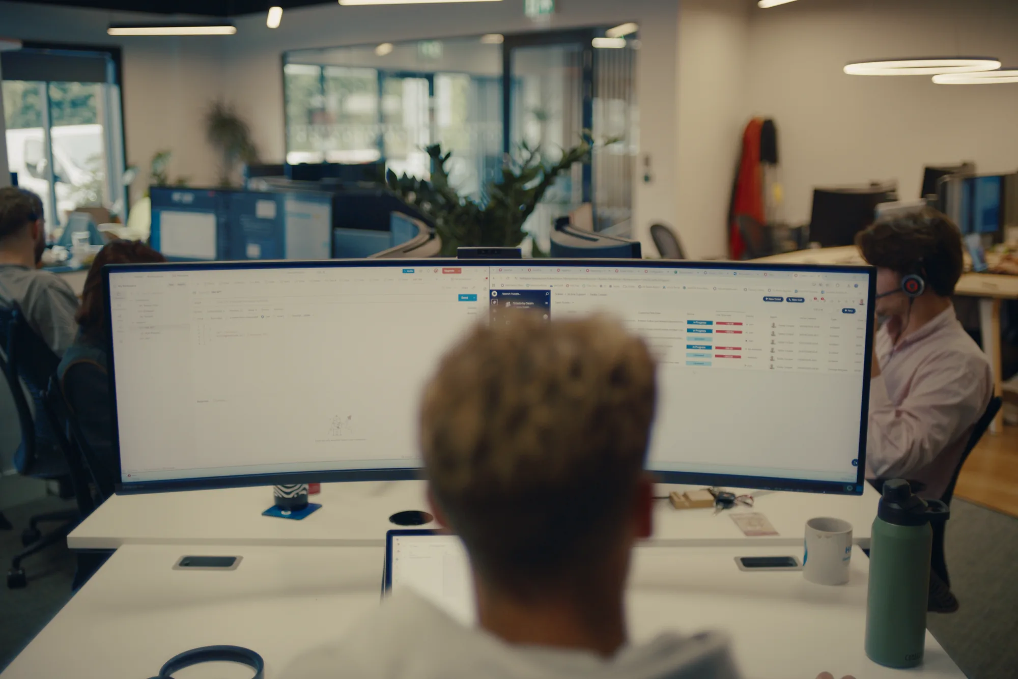 Halo service management software on screen at a colleague's desk in the Ipswich office