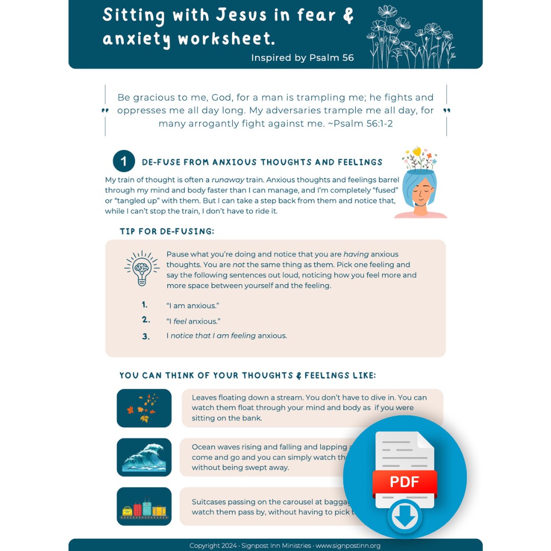 Free Worksheet: Sitting with Jesus in fear and anxiety