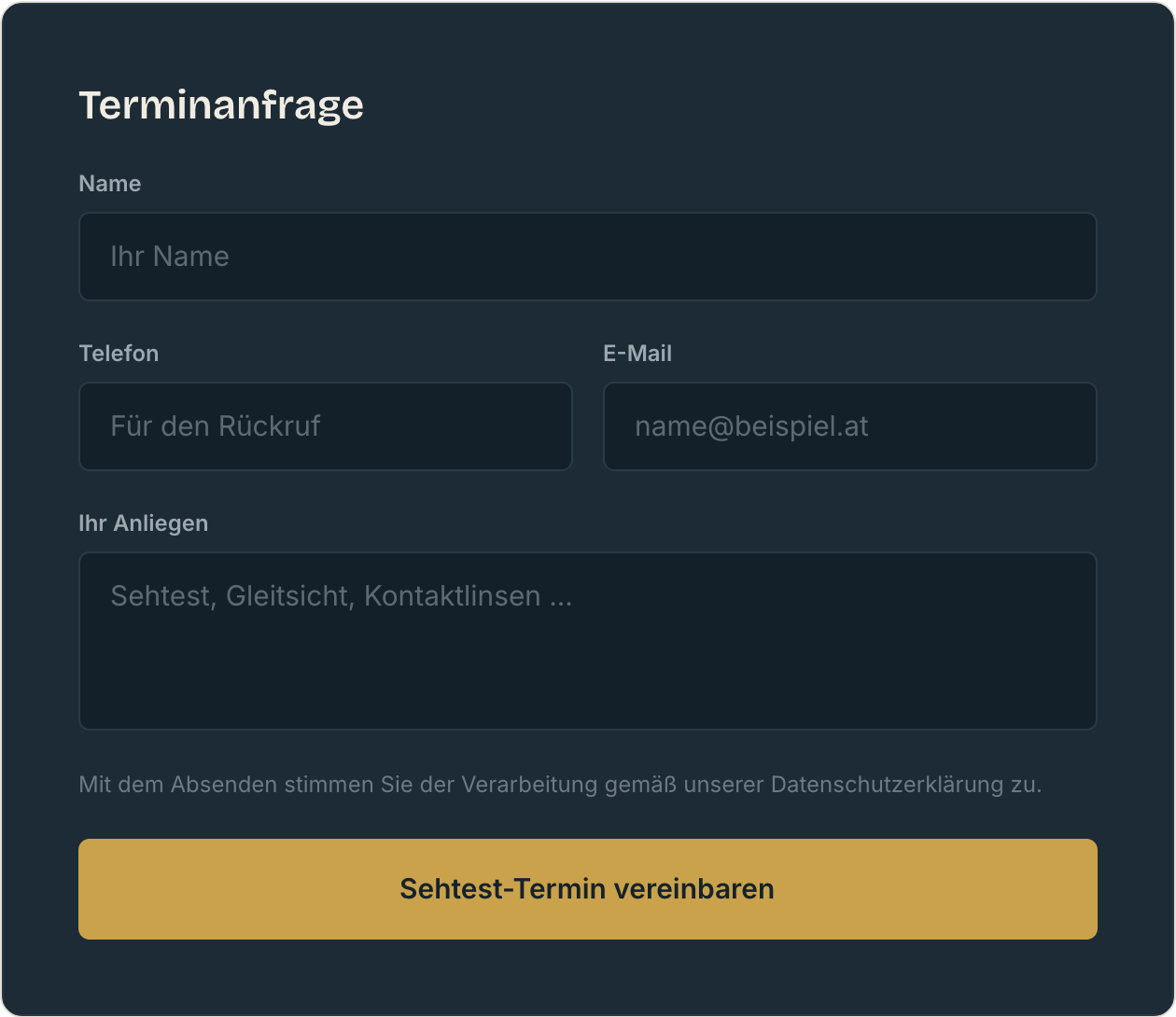 Sehtest-Termin-Formular