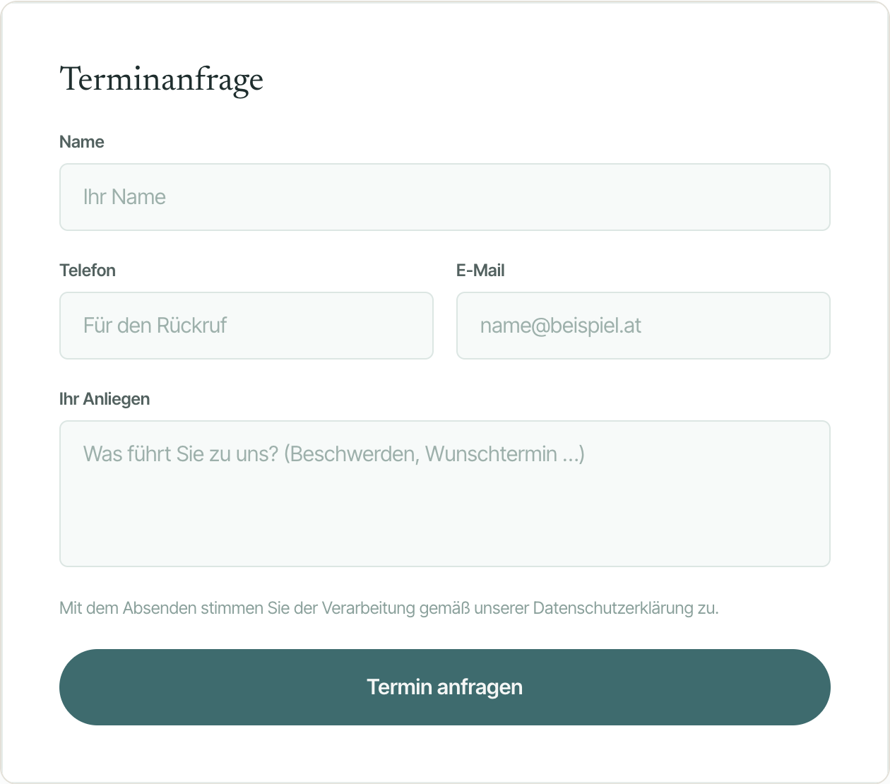 Terminanfrage-Formular