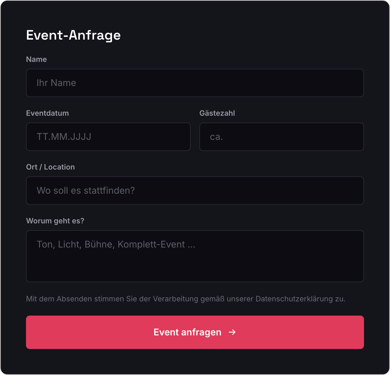 Event-Anfrage-Formular
