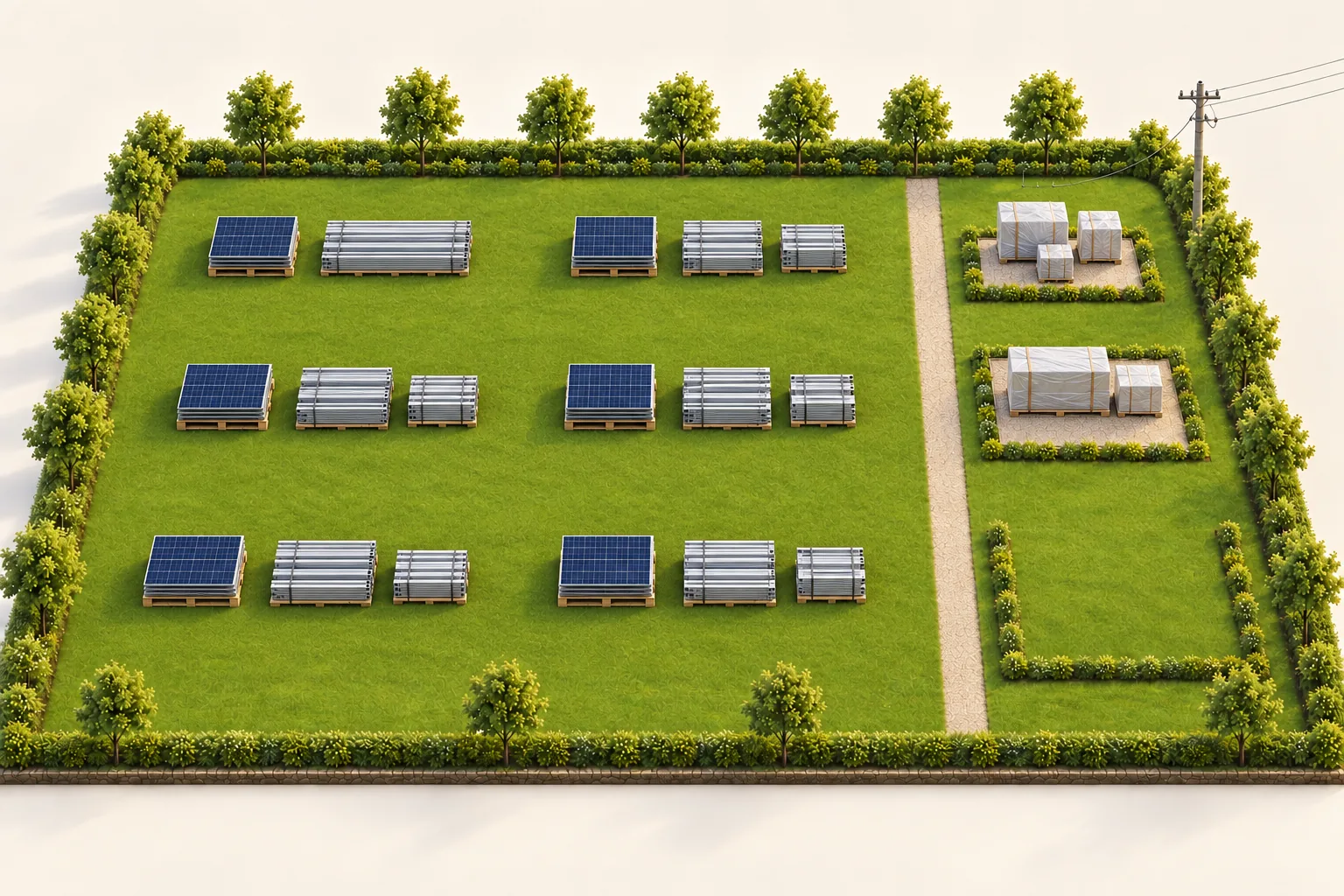 Düzenli biçimde teslim edilmiş panel, taşıyıcı sistem ve elektrik ekipmanları