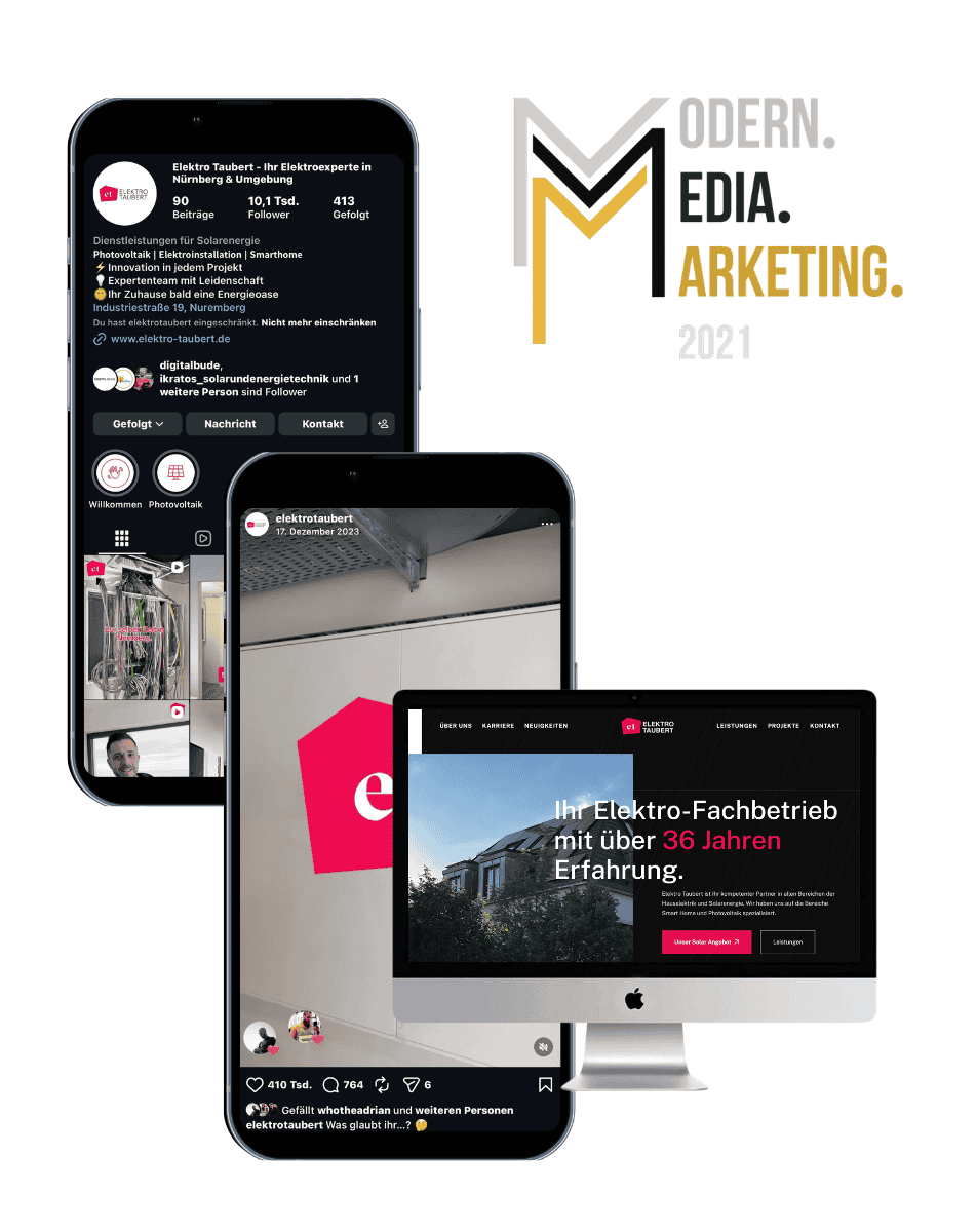 Man in white winter jacket and goggles crouching beside a Dalmatian dog wearing sunglasses and fluffy earmuffs in a snowy mountain landscape.