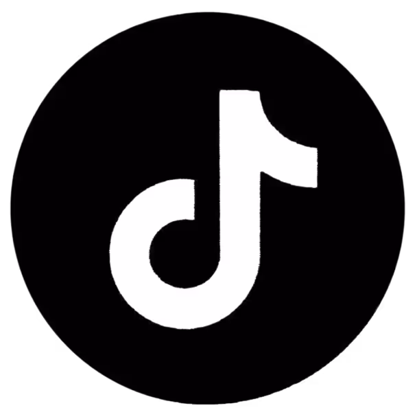 Logo di TikTok bianco su sfondo nero