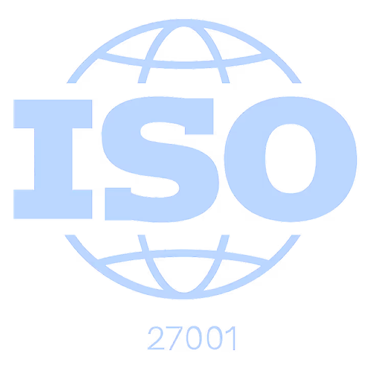 Logo ISO 27001 con globo stilizzato dietro le lettere ISO.