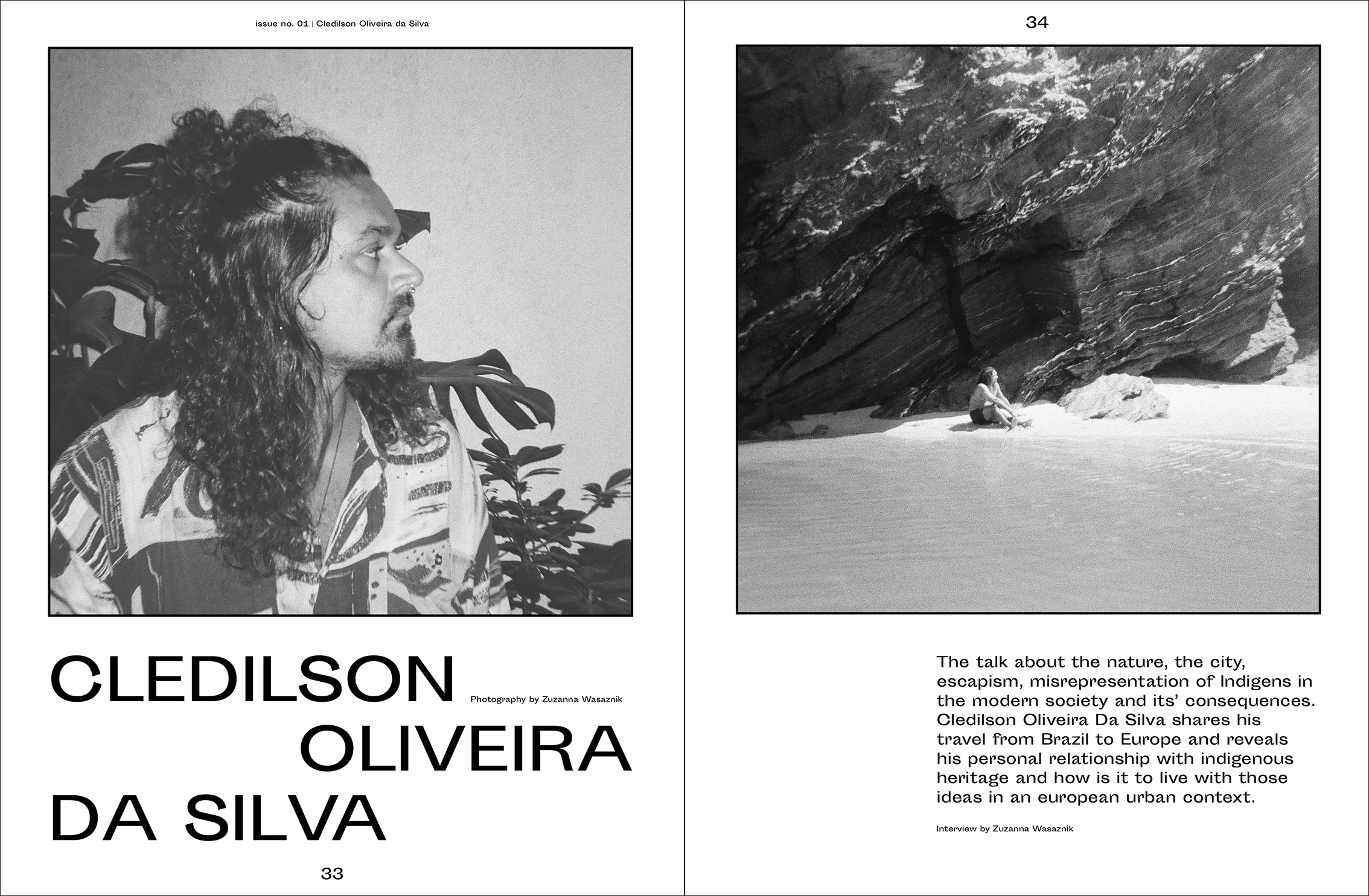 black and white magazine spread