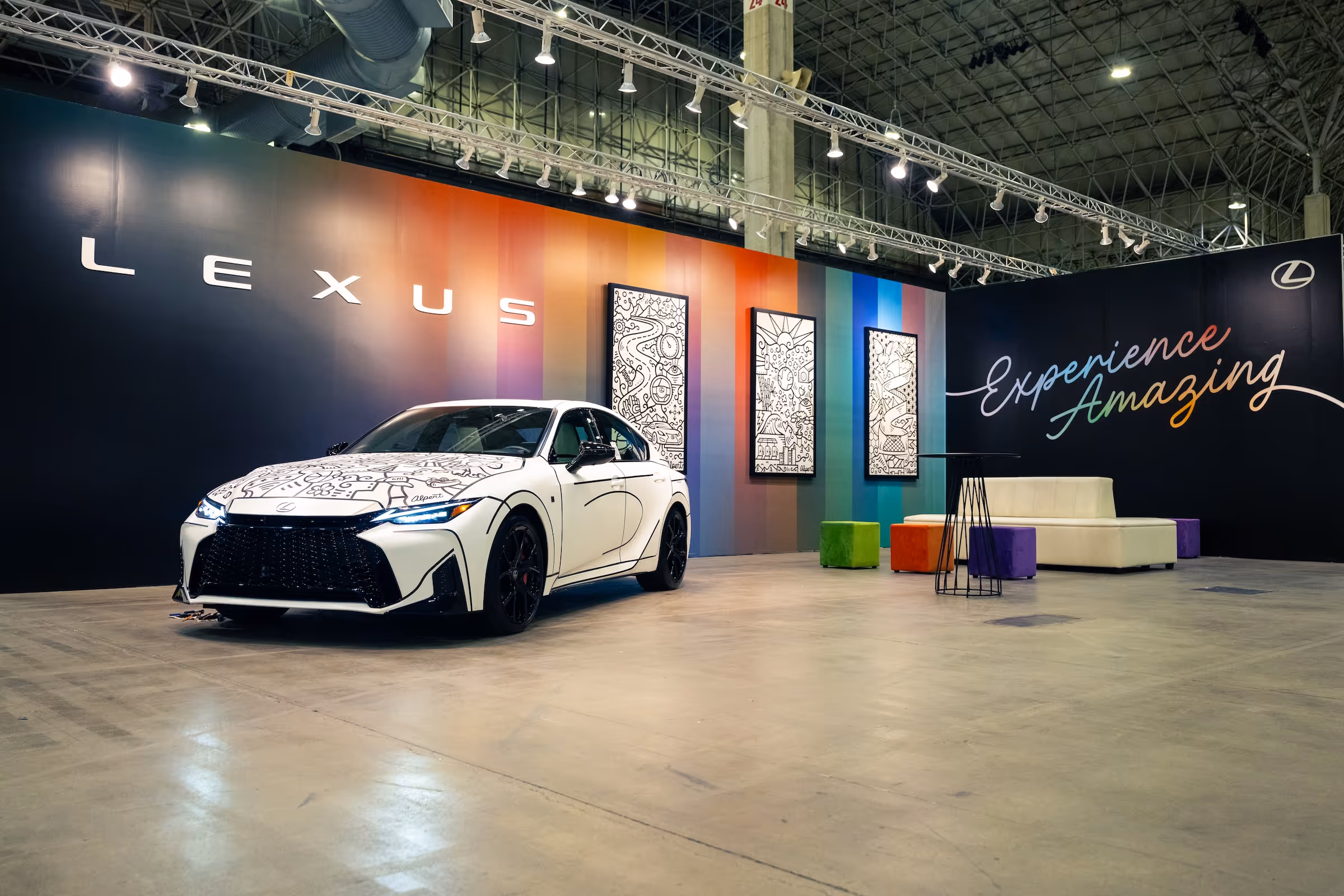 An illustrated Lexus displayed at EXPO Chicago. 