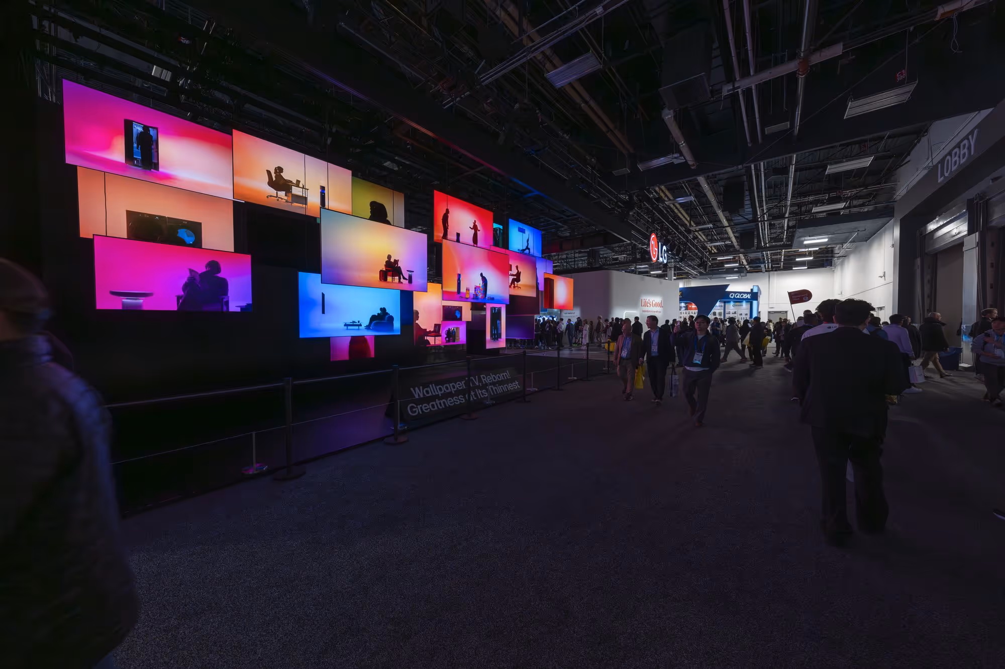LG Electronics exhibit at CES 2026, a 110-by-300-foot environment of floating displays and transparent OLED installations, fabricated and installed by Czarnowski Collective