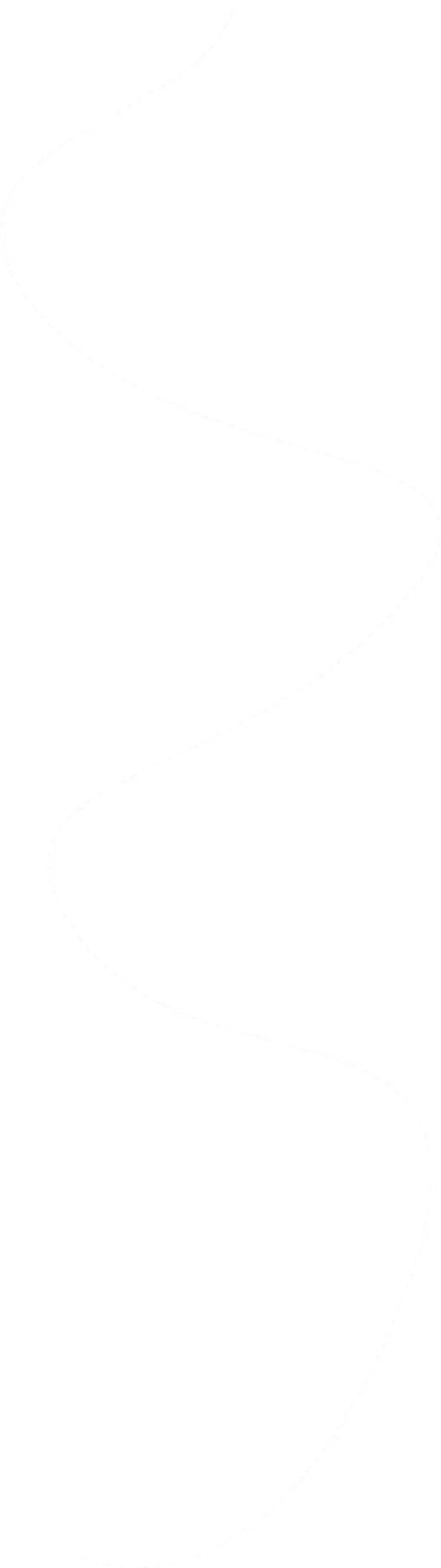 Curving white dashed line on a transparent background.