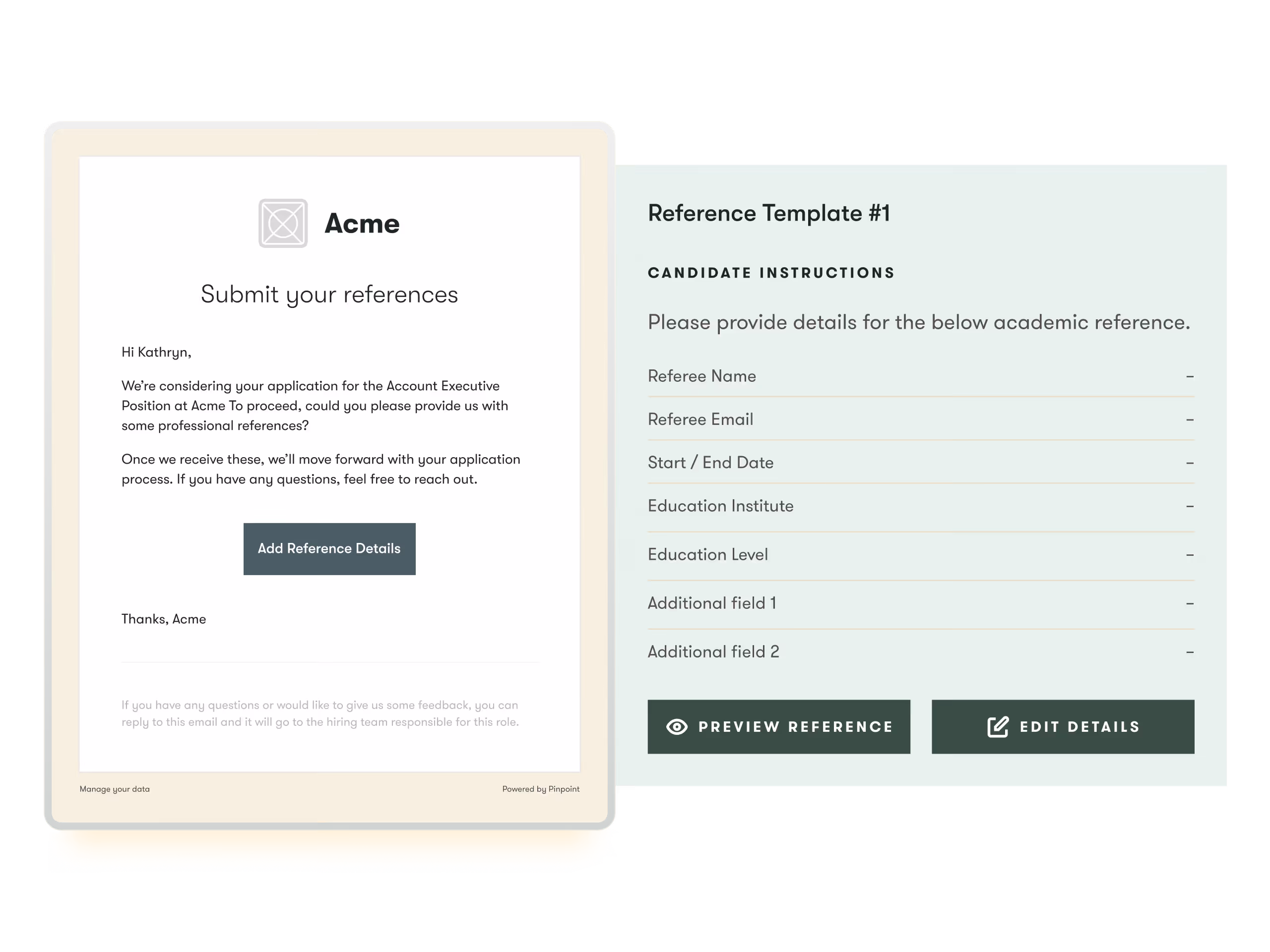 pinpoint ats ui example of reference checks to help make hiring easier