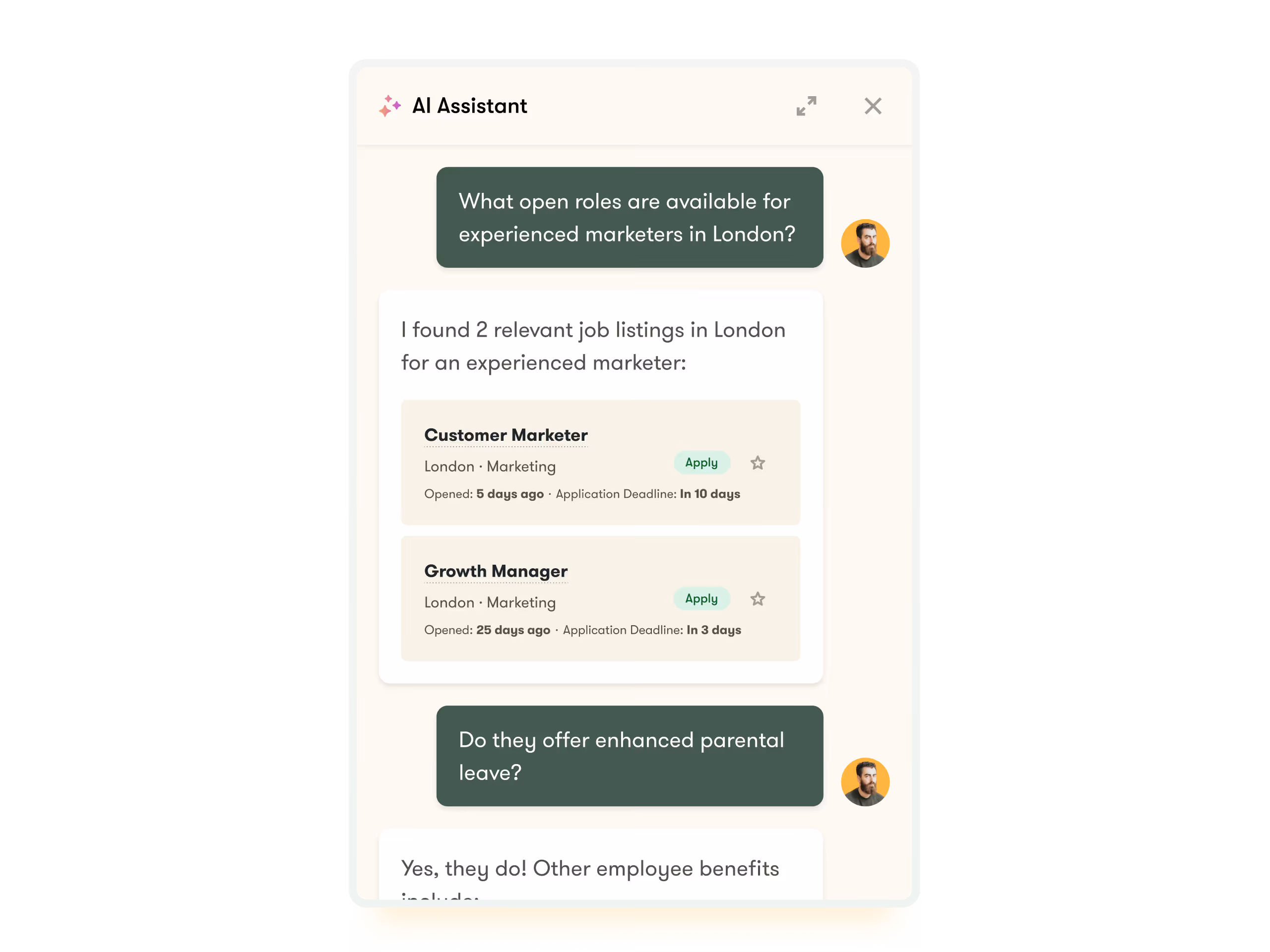 pinpoint ats ui example of ai candidate companion to help make hiring easier