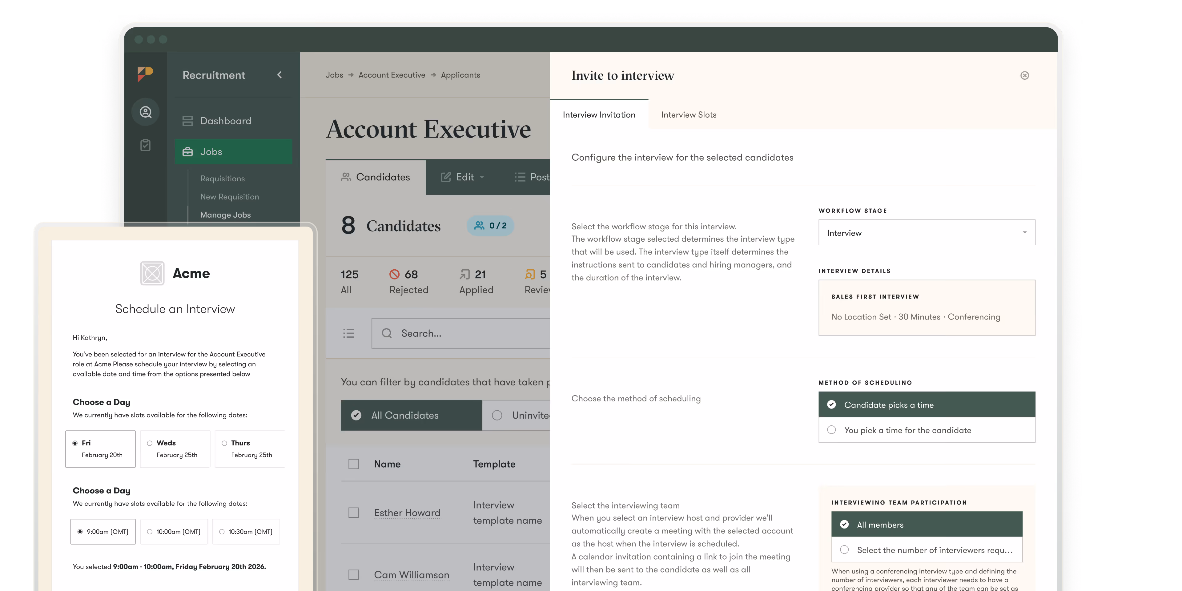 pinpoint ats ui example of interview management in the platform to help make hiring easier