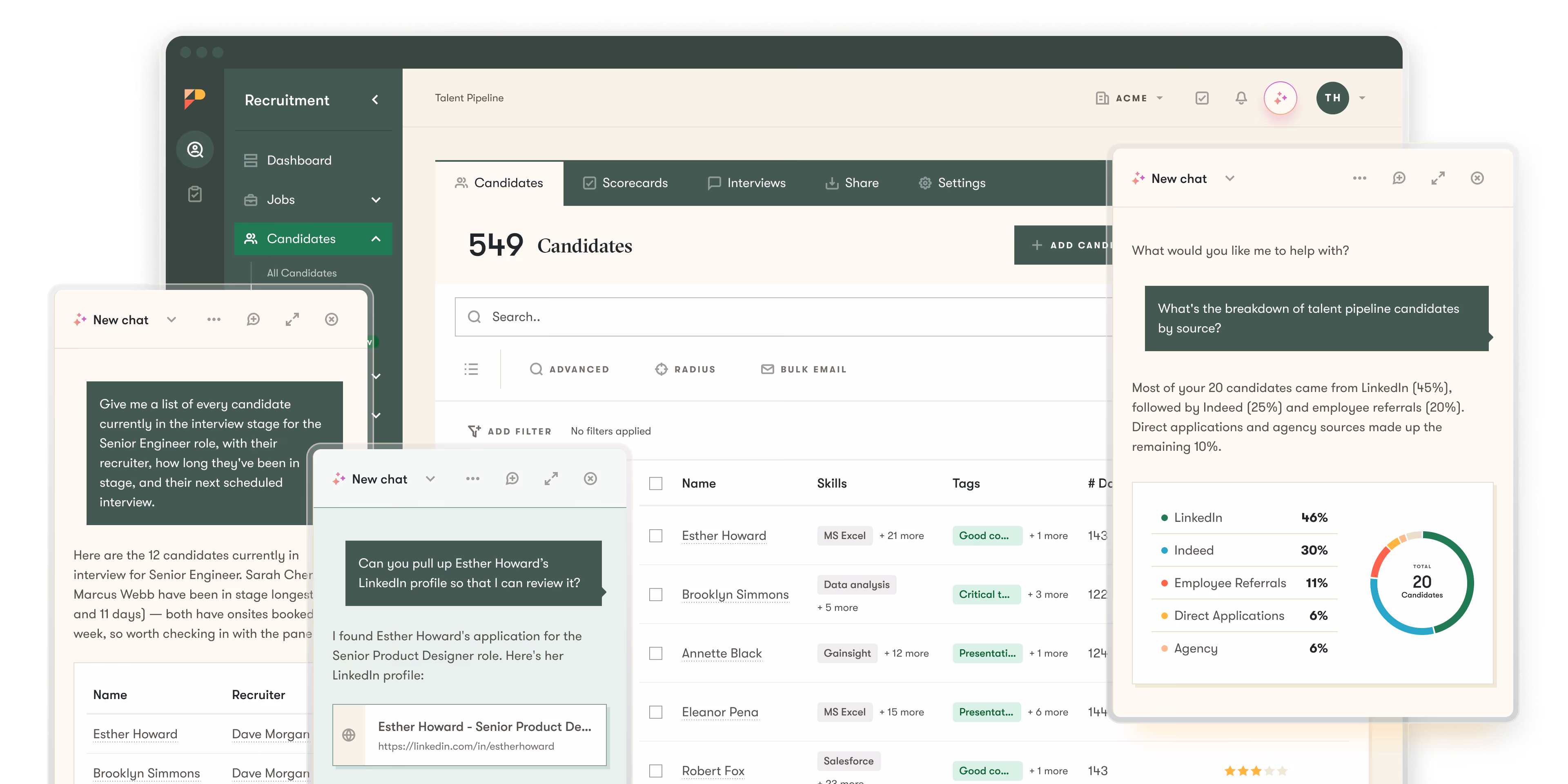 pinpoint ats ui example of ai hiring copilot in the platform to help make hiring easier
