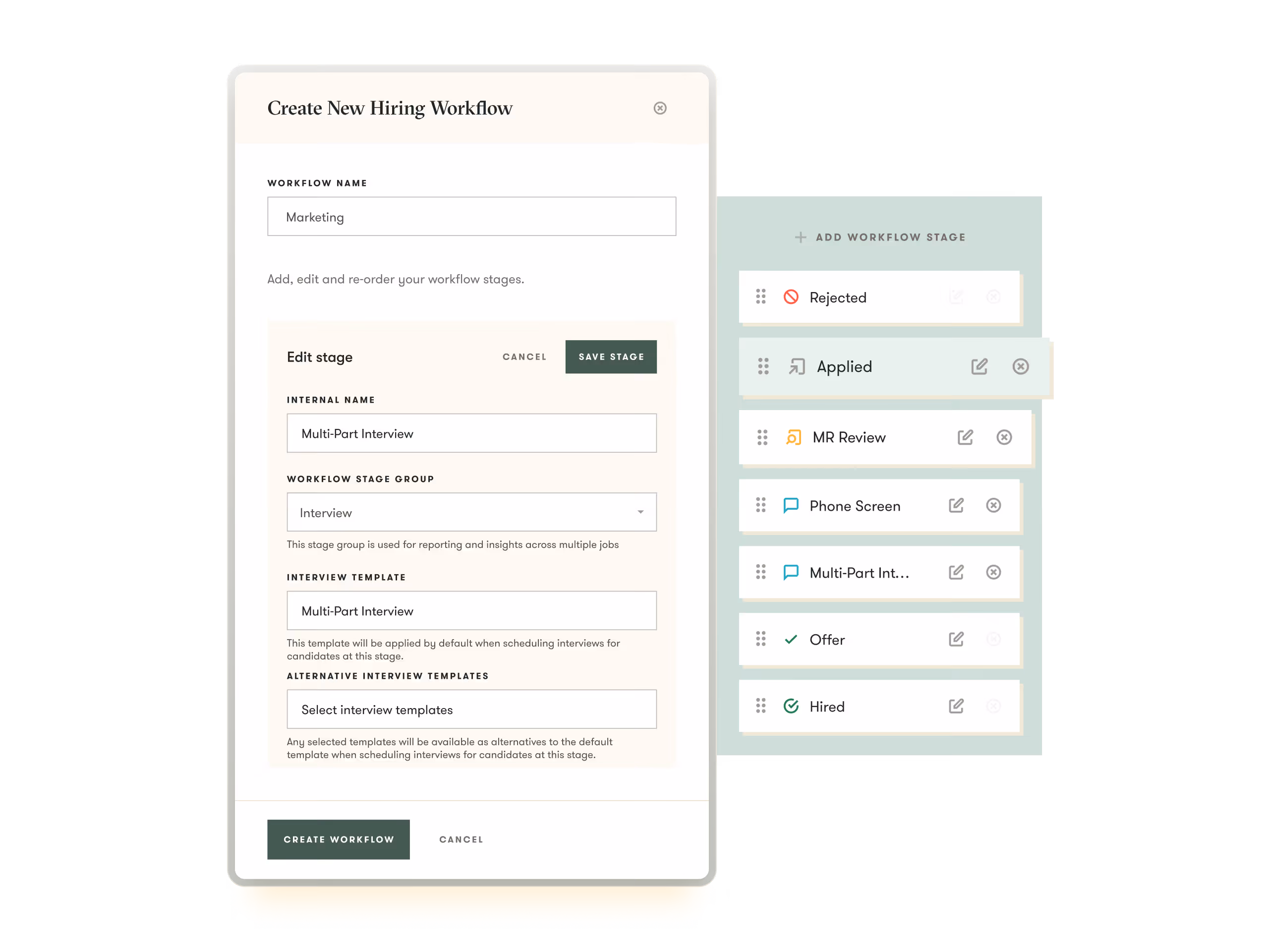 Building a custom hiring workflow and stages in Pinpoint, the self-serve configuration behind an easier-to-use iCIMS alternative