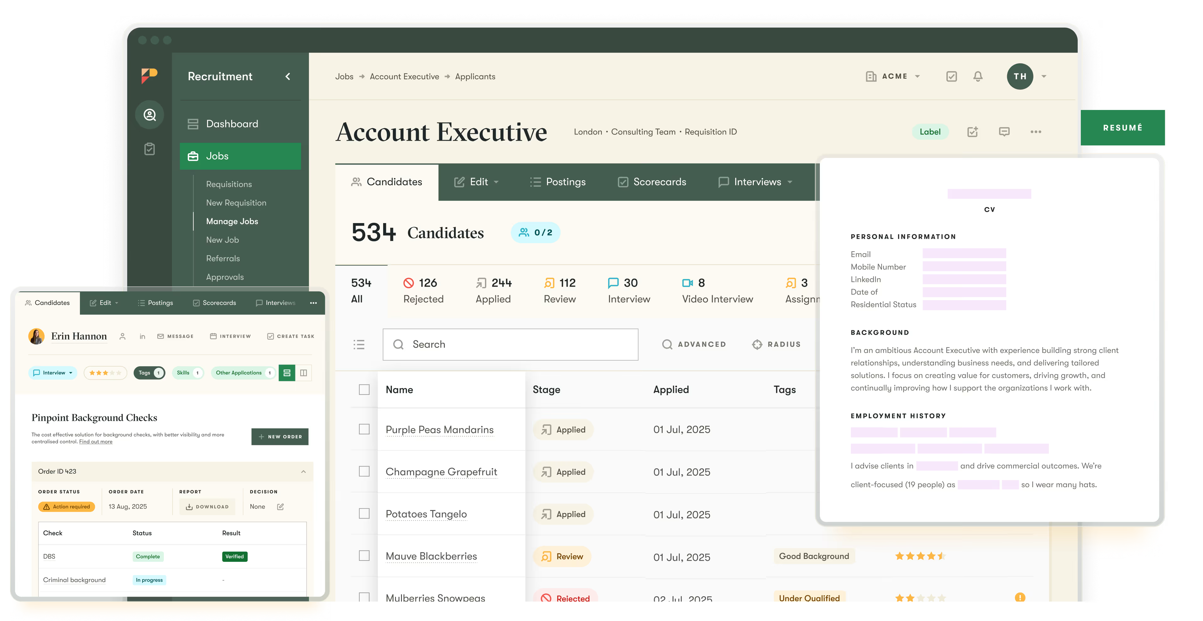 Pinpoint's applicant tracking system dashboard, the Lever alternative built for multi-stream hiring
