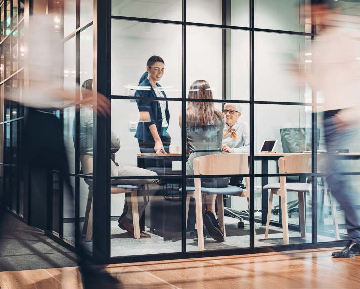 Businesspeople collaborating in a modern office