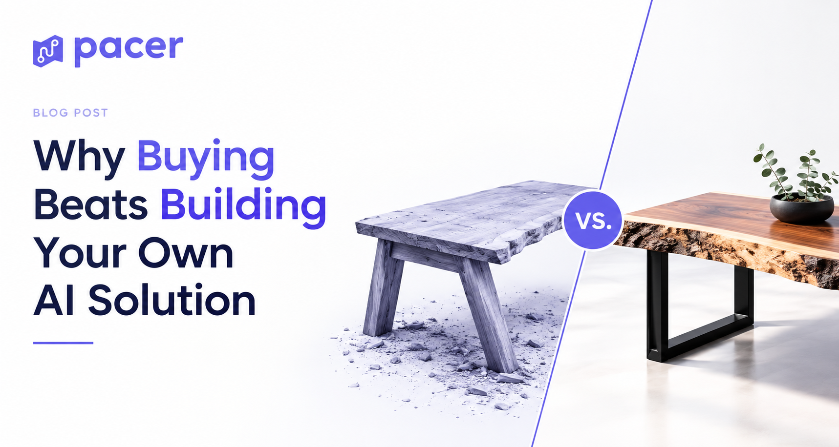 Buy vs Build blog header with images of tables
