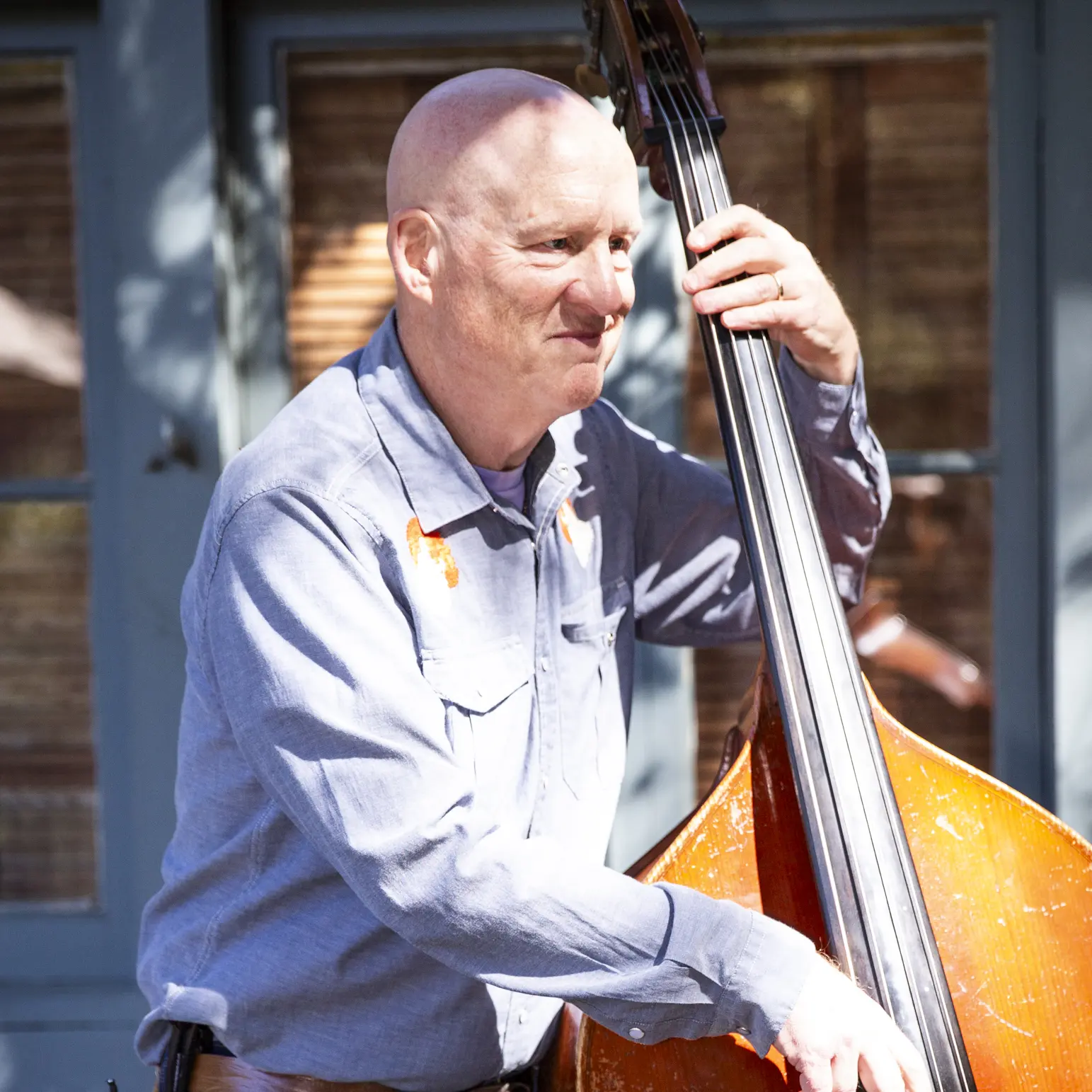 Lee Jones, bass player for Critical Grass bluegrass band