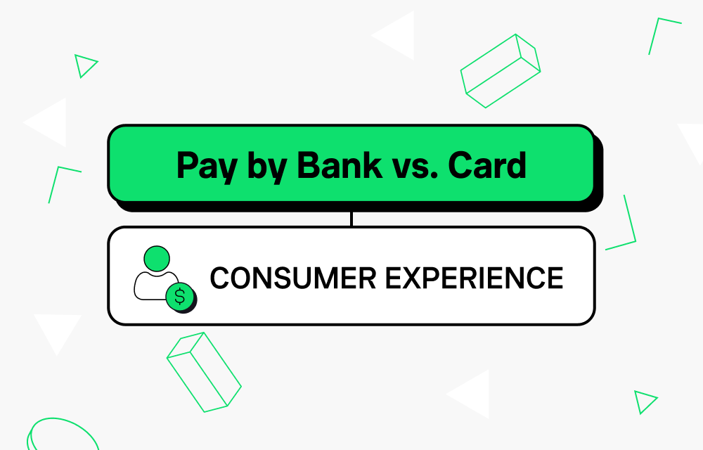 Two signs that read pay by bank versus card consumer experience.