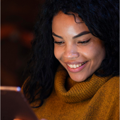 Woman working on a mobile phone