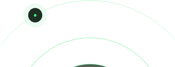 Concentric green circles with dark green dot in the center of the smallest circle on a black background.