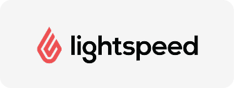 Lightspeed company logo with a stylized red flame icon to the left of the black text.