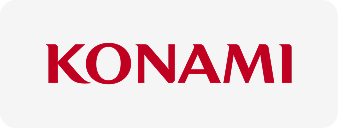 Red Konami logo text on a white background.